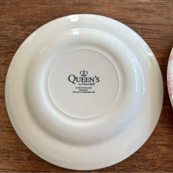 Vintage Queen’s by Churchill England Toile de jouy Pink Floral Butterfly 2 Plate - Picture 5 of 7